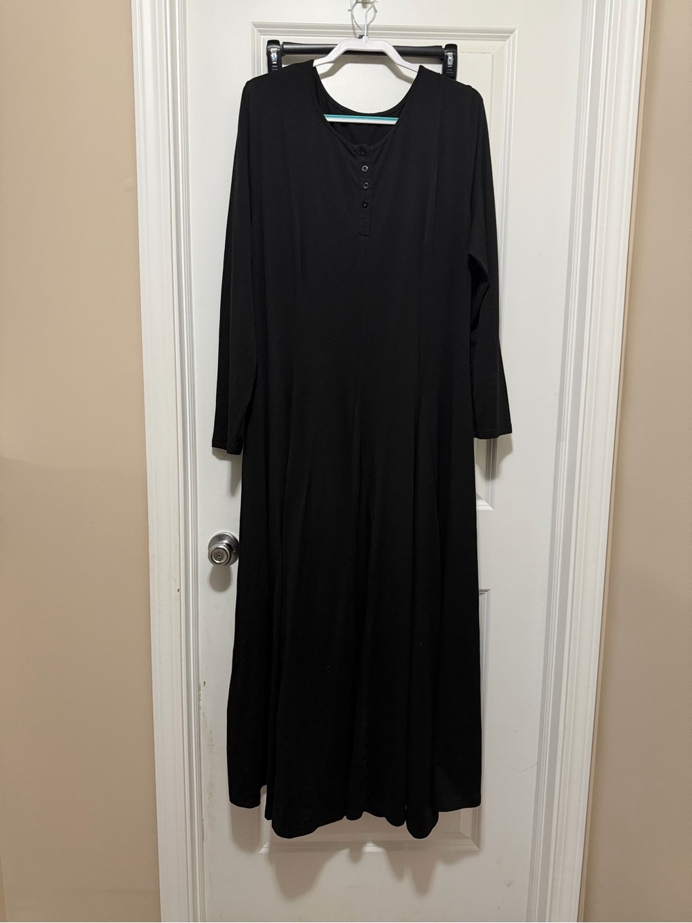 SHEIN Black Long Sleeve Maxi Dress - Buttoned V-Neck